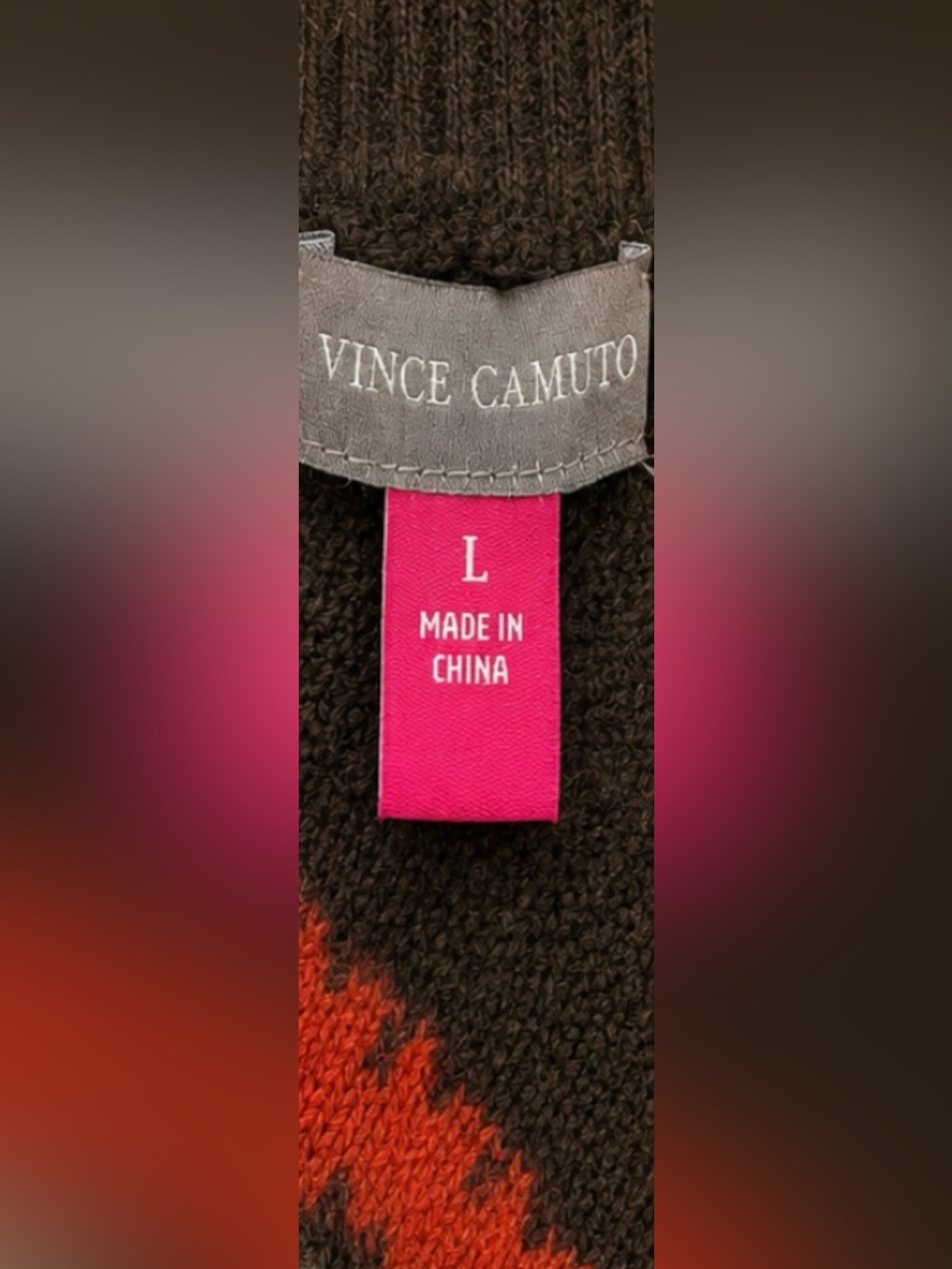 VINCE CAMUTO Halloween Sweater Pumpkin Fair Isle Raglan Sleeves, Brown & Orange - Picture 6 of 8